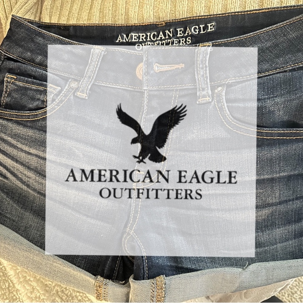 AEO American Eagle Denim Cutoff Shorts in Super Stretch Like New AEO Denim Cafe